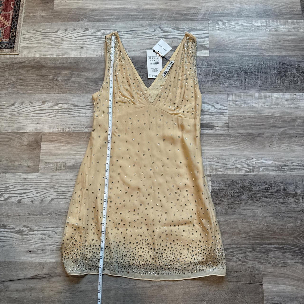 ZARA SPARKLY MINI DRESS ZW COLLECTION - SIZE M - BRAND NEW WITH TAG - Picture 2 of 8